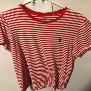 Red and white polo shirt